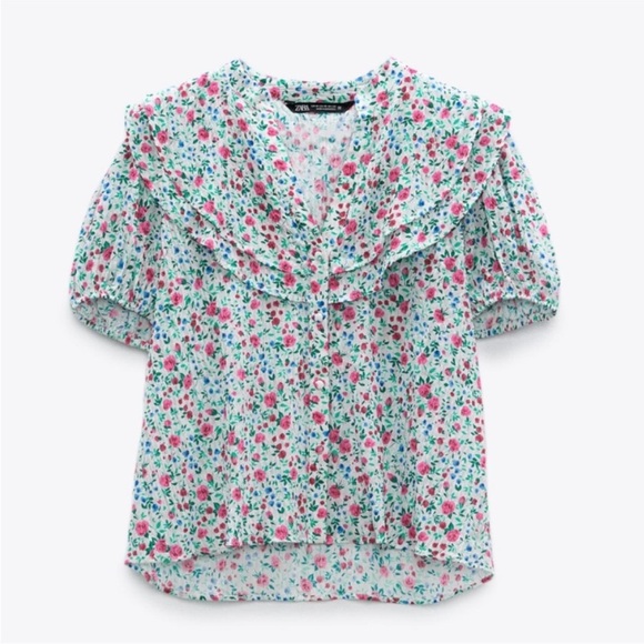 NEW Zara floral button up top - Picture 6 of 13